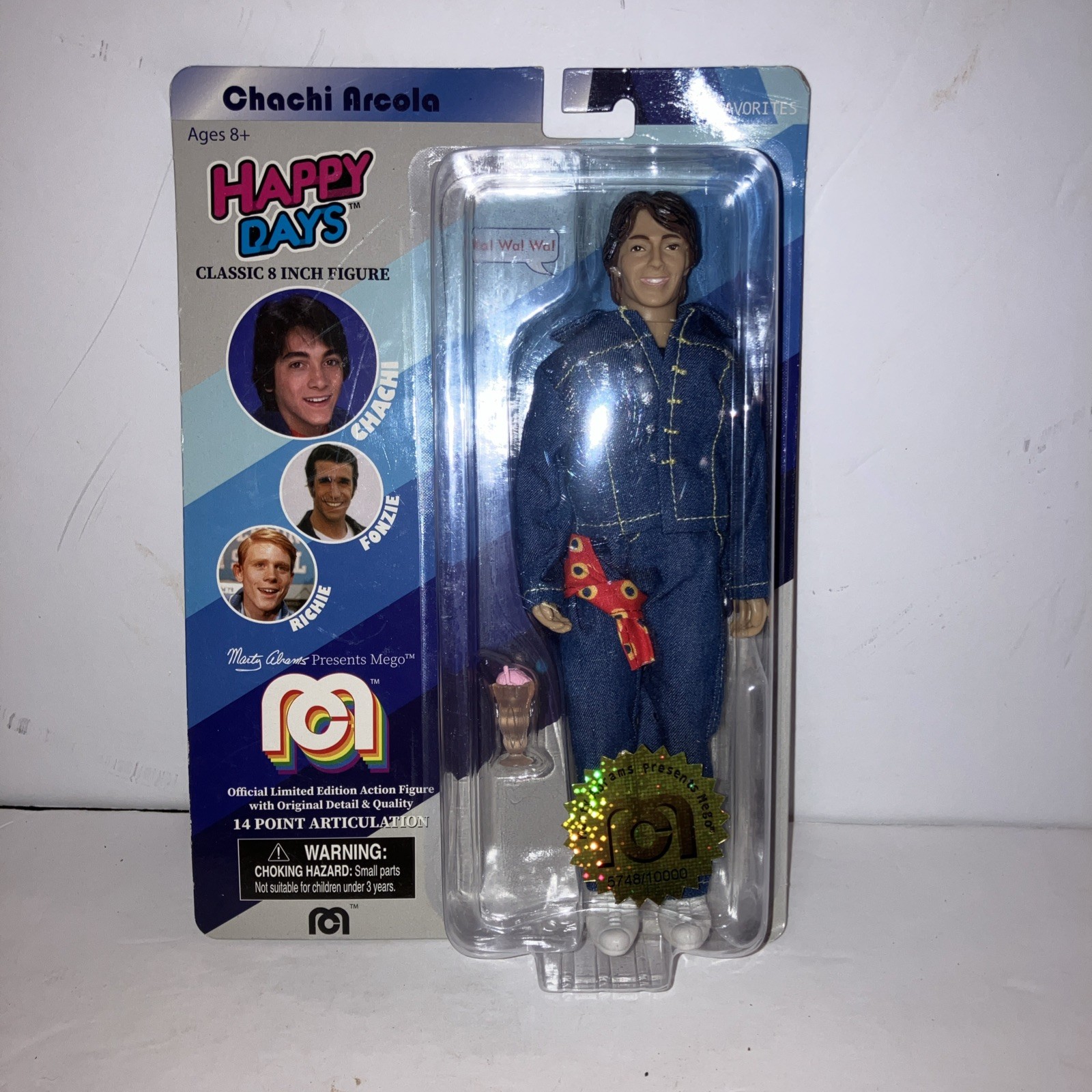 Modellino Mego Chachi Arcola Happy Days 8 pollici edizione limitata NUOVO SU CARTONCINO