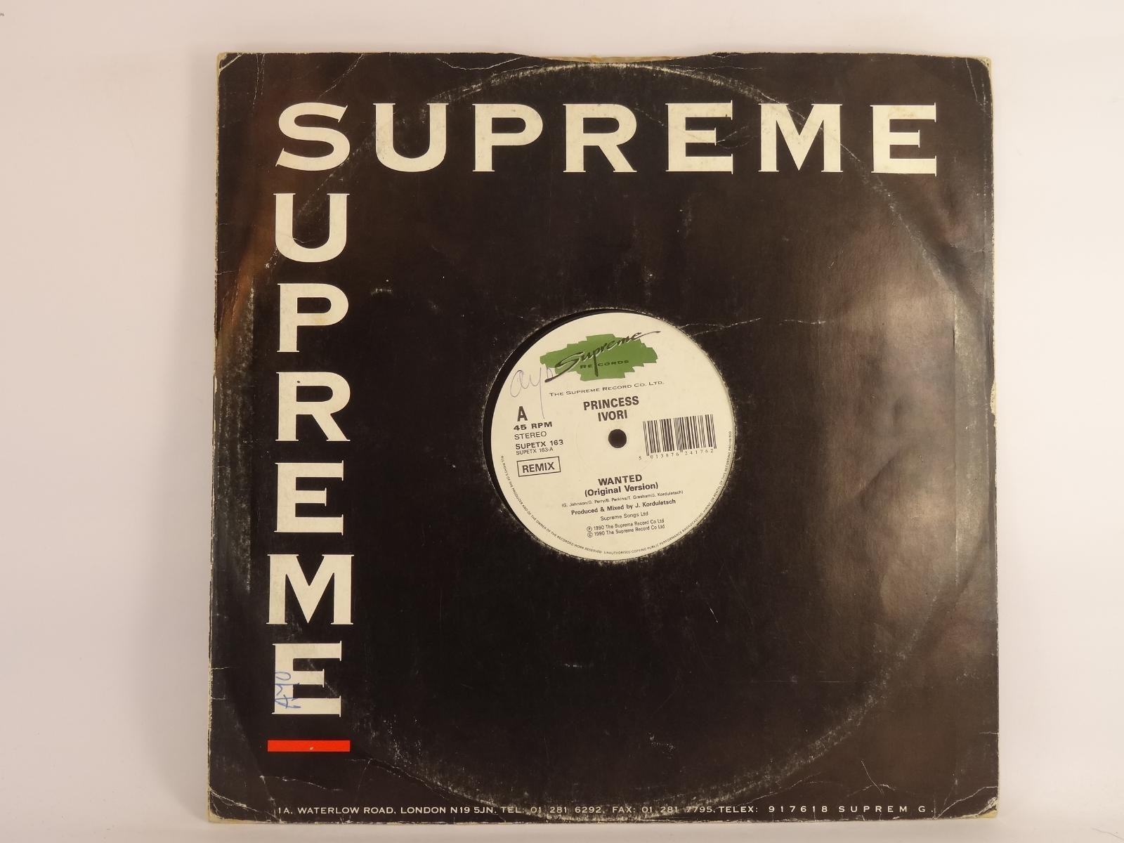 PRINCESS IVORI WANTED (5) 3 Track 12" Single plus Company Sleeve SUPREME