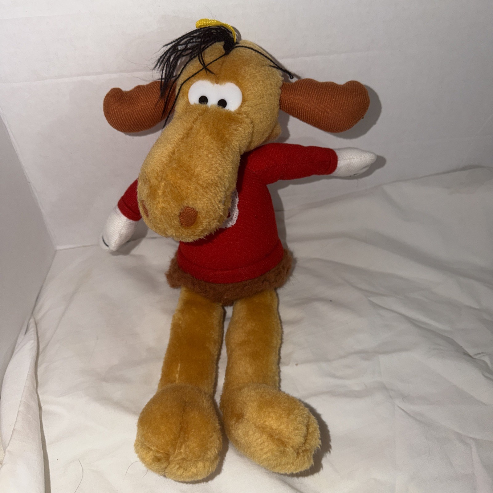 Peluche Nanco Bullwinkle The Moose 13” vintage 1991 camicia rossa giocattolo