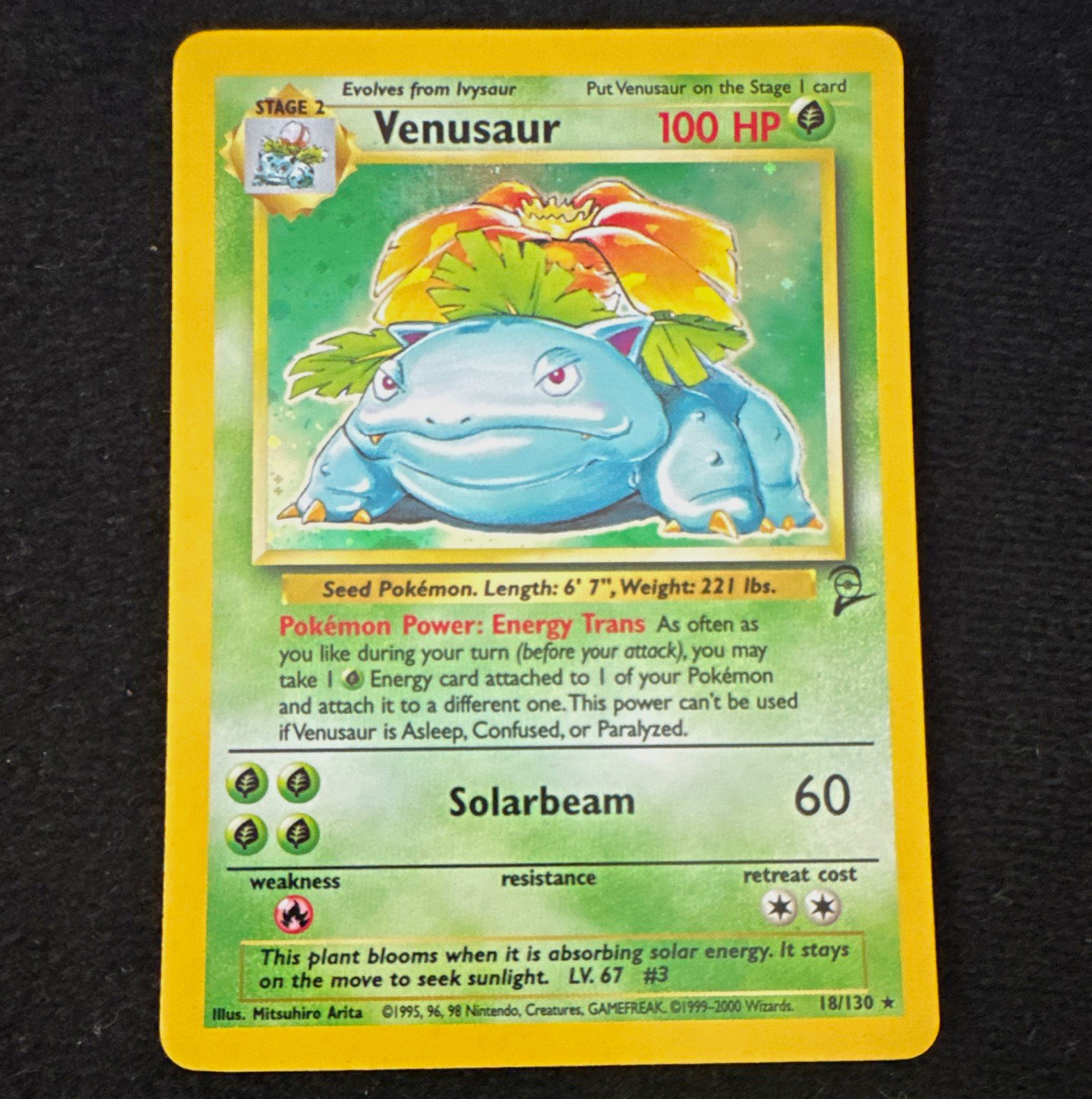 WOTC Venusaur Holo Rare Base Set 2 18/130 English HP 100 Stage 2