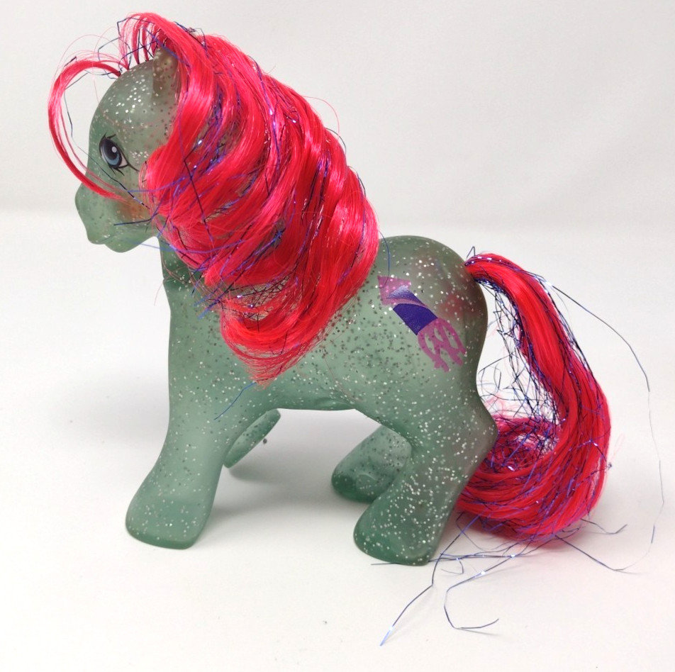 My Little Pony G1 Glitter Skyrocket 1985 Hong Kong MLP Green Glitter Pink Hair