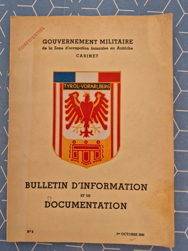 Rare Bulletin d'Information N°2 (Oct. 1945)Gouvernement Militaire Français Autriche