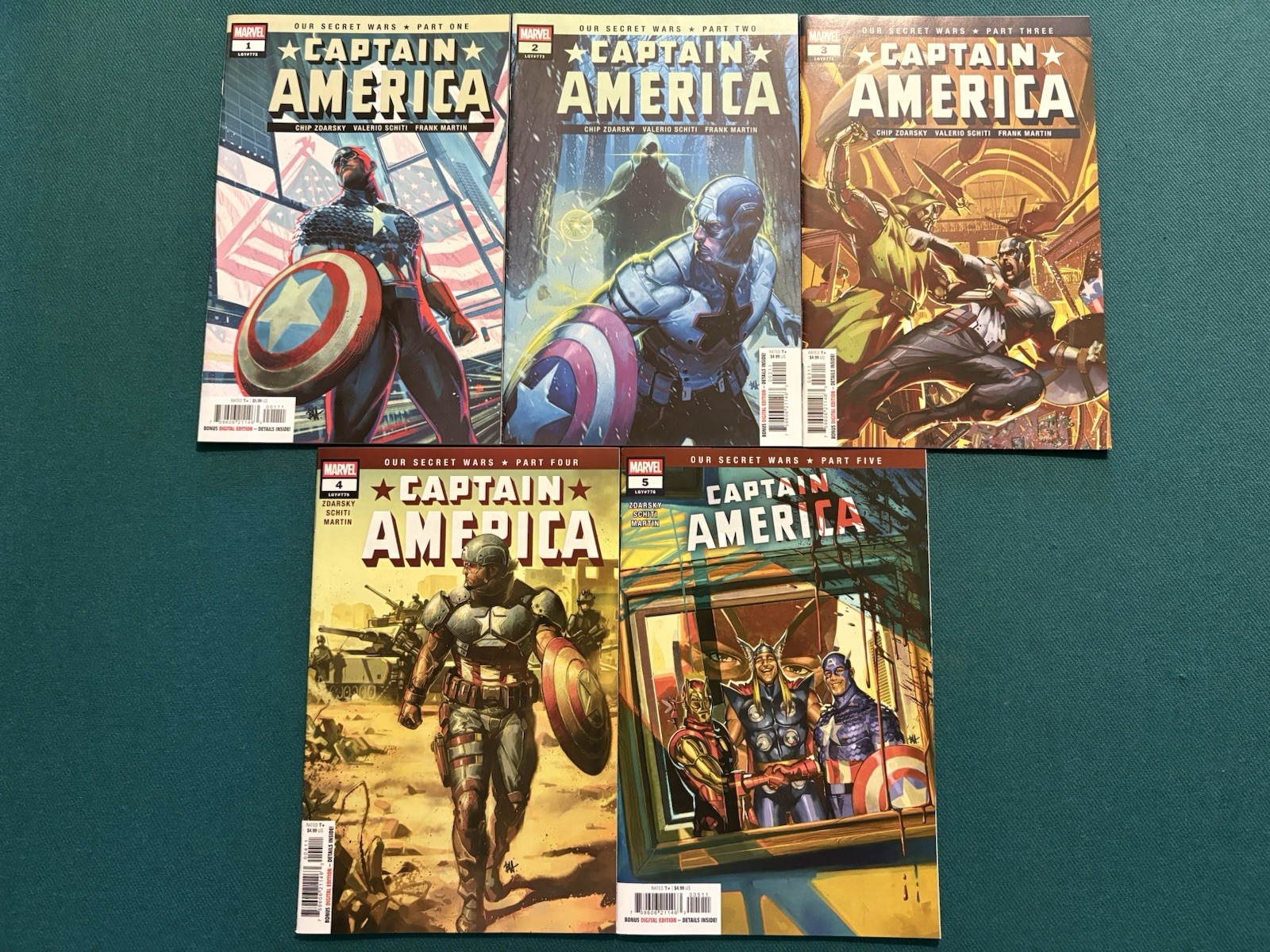 Captain America #1,2,3,4,5 (1st App. David Colton), Miracleman, Marvel, 2025. NM