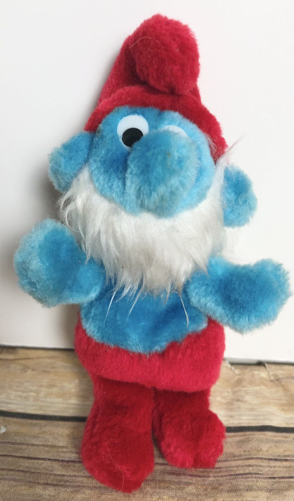 Vintage Papa Puffo 7 Pollici Peyo Puffi Peluche Bambola 1981