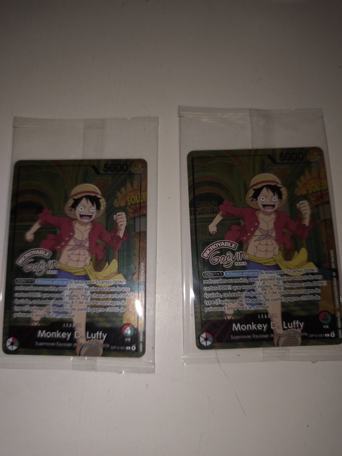 ×2 One Piece Card Game Monkey D. Luffy OP13-001 Leader FR 5000 PV 4 G. Paris