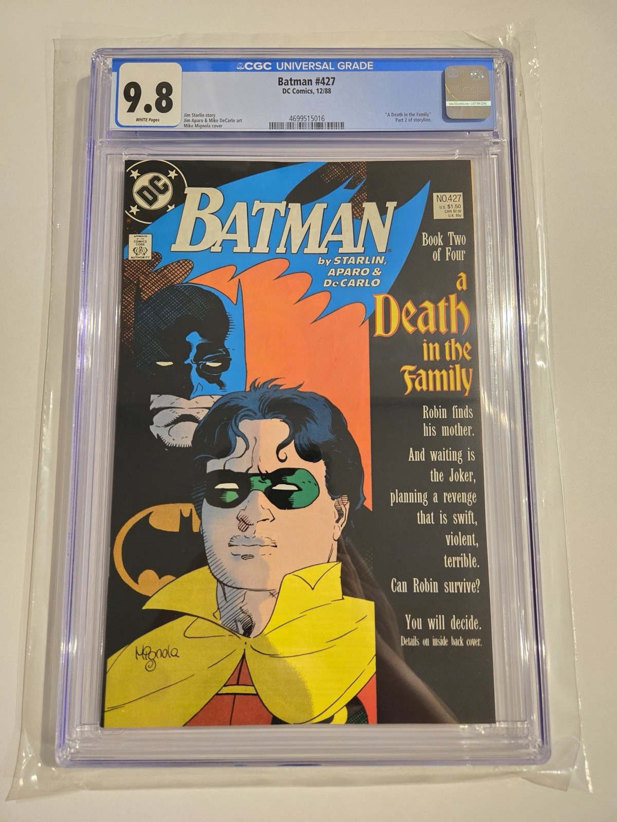 Batman #427 CGC 9.8 Morte in Famiglia Parte 2 DC Comics 1988