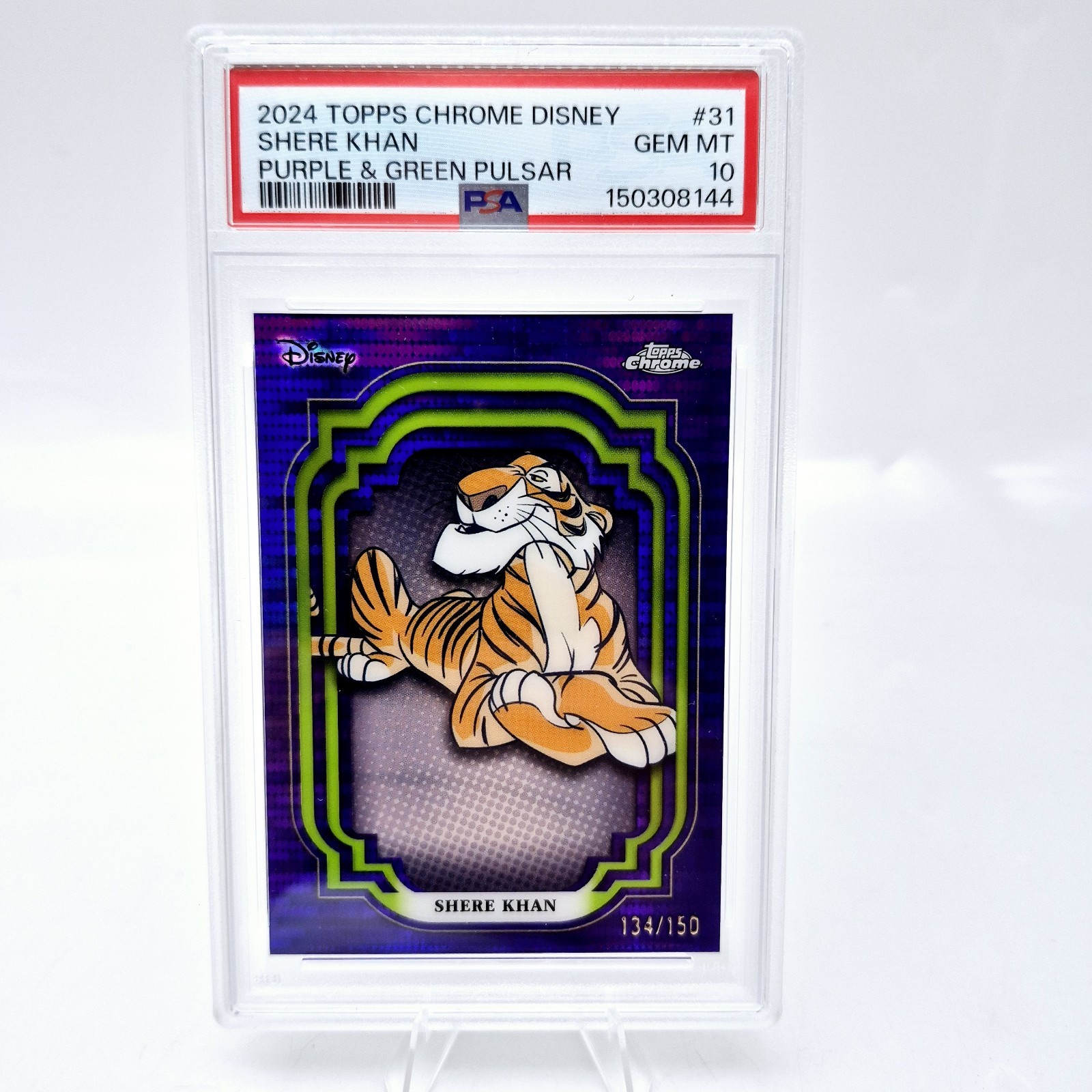 2024 Disney Topps Chrome Shere Khan #31 PSA 10 Pulsar viola verde /150