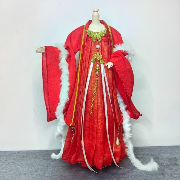 Modellino vestito Hanfu cinese antico rosso femminile scala 1/6 per figura 12" PH TBL