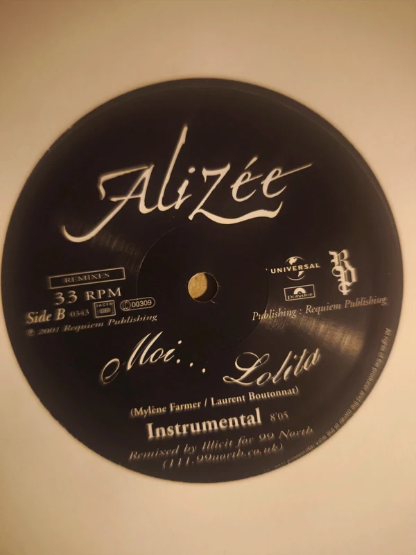 Vinyle promo Alizée Mylène Farmer Moi Lolita