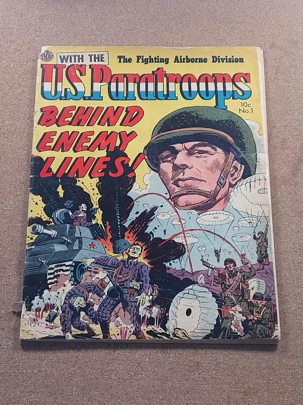 U.S. Paratroops #1 1951 Avon Golden Age War numero fumetto #1 completo staccato cvr