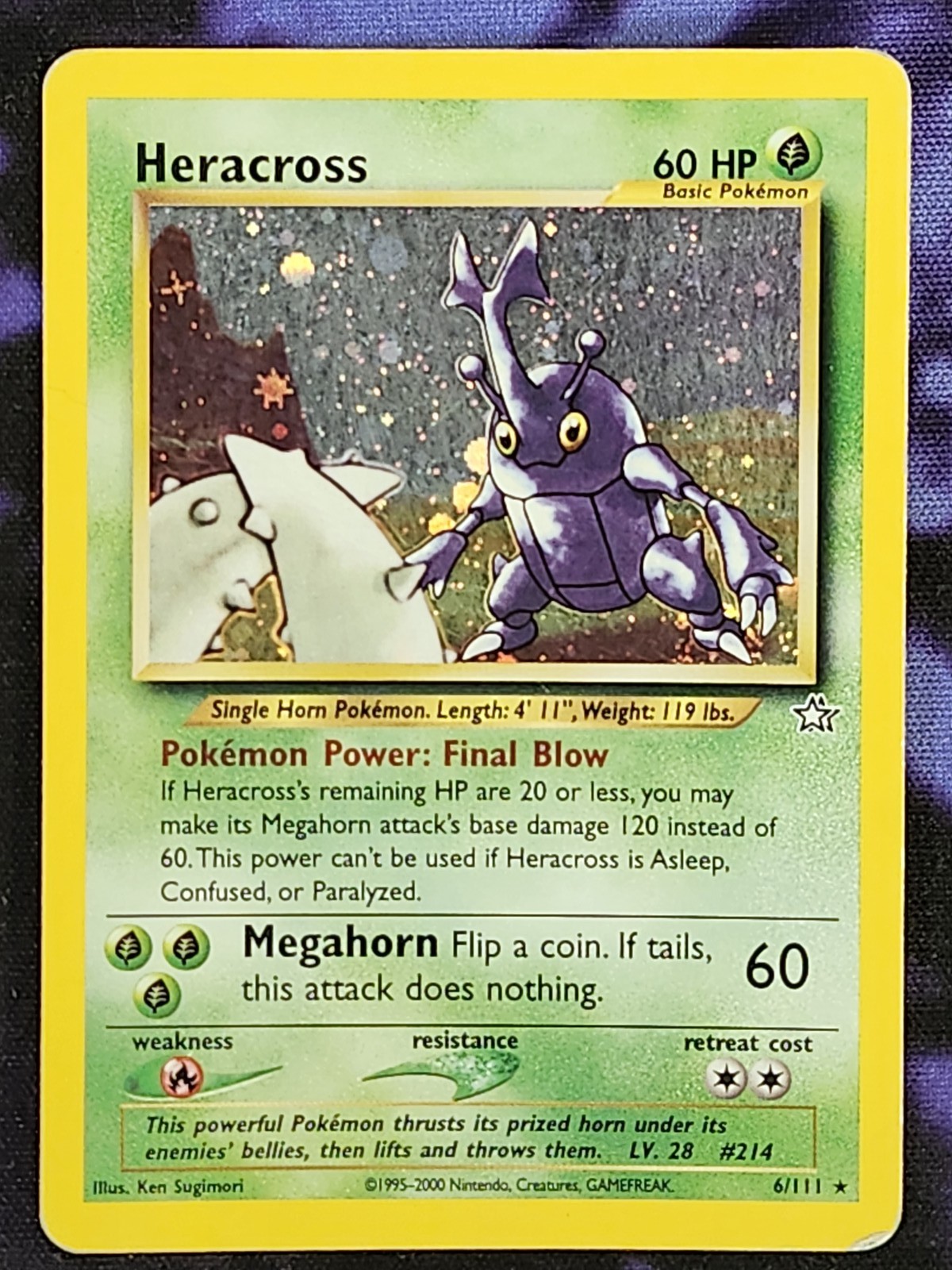 Pokemon Heracross 6/111 (HP) Holo Unlimited Neo Genesis N1