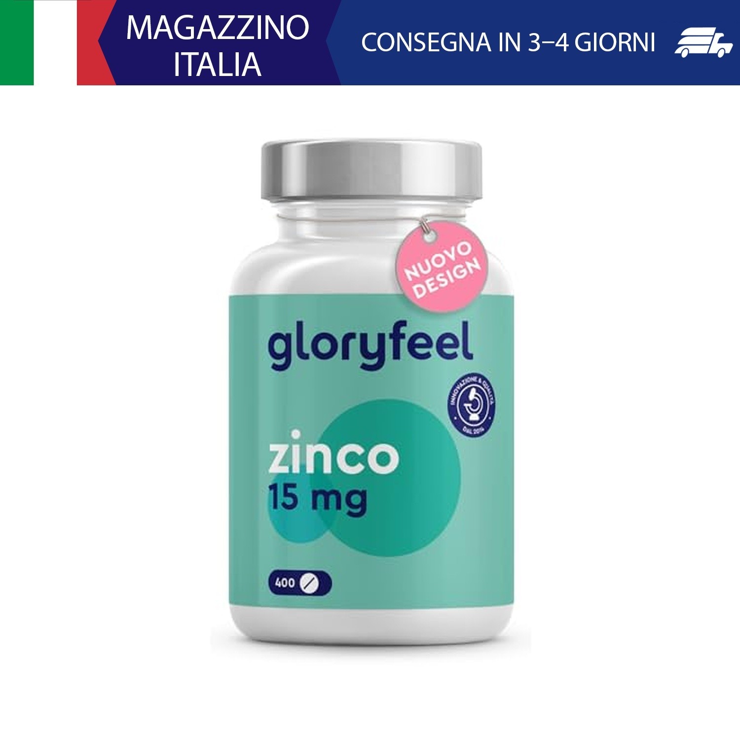 Zinco Puro Integratore 15mg, Scorta + 1 Anno, 400 Compresse Vegan contro Acne e