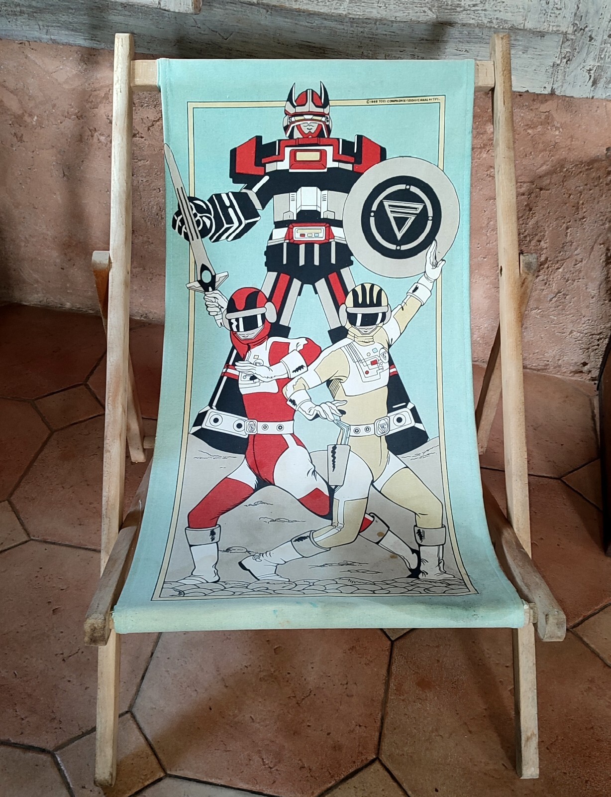 Transat chaise longue enfant Bioman 1988 TOEI CANAL + TF1 Maskman ... Collector