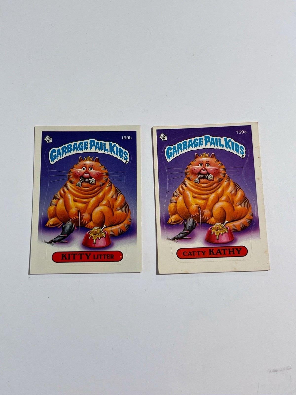 Garbage Pail Kids Topps 1986 #159a Catty Kathy & #159b Kitty Litter