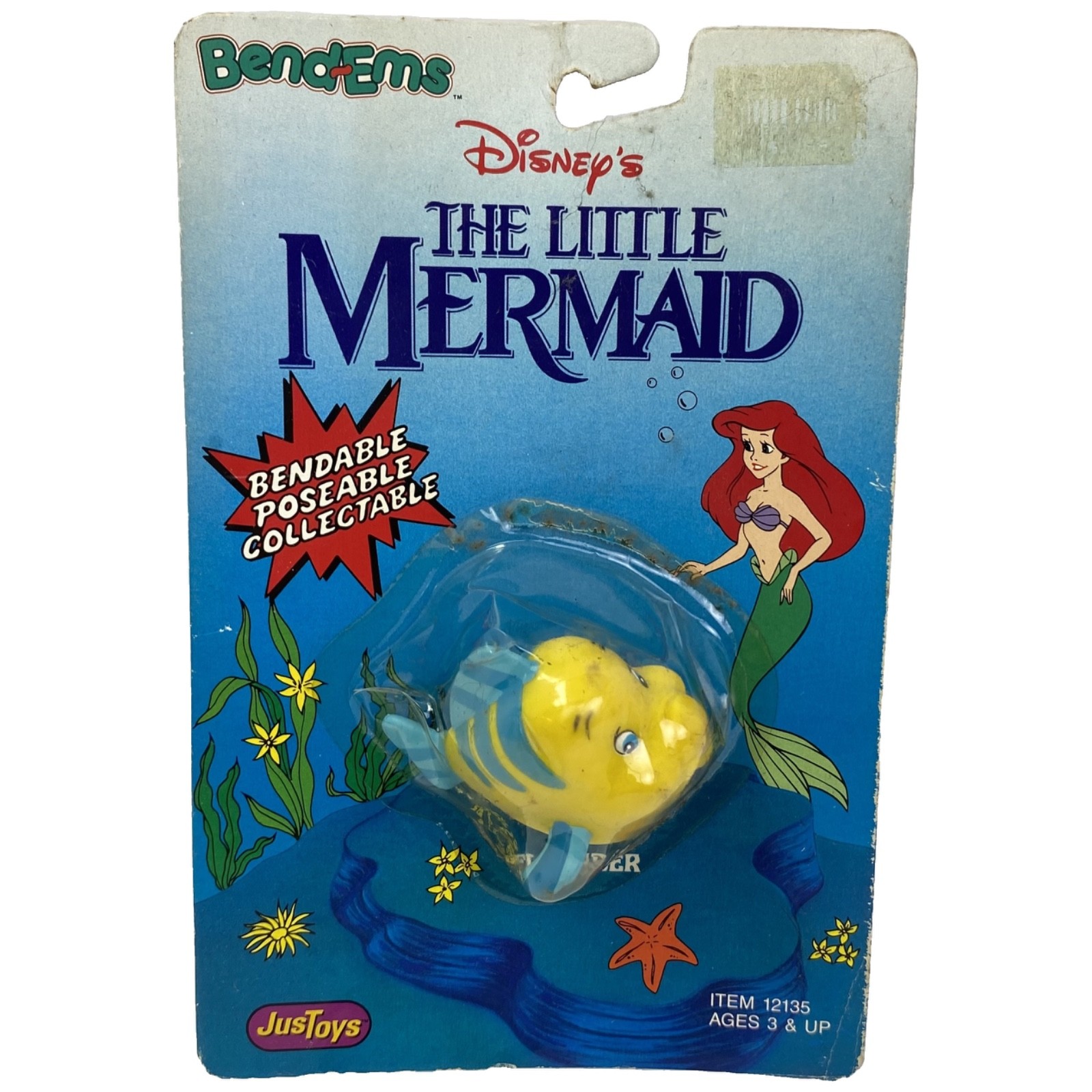 Bend-Ems Disney The Little Mermaid Flounder Figure Bendable JusToys Sealed New
