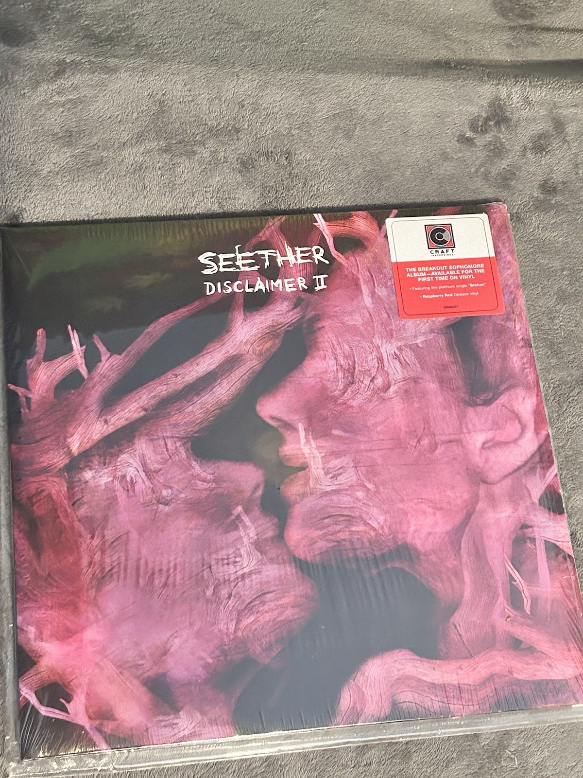 Seether Disclaimer II Raspberry Red Opaque Vinyl 2LP Hype Sticker TESTED