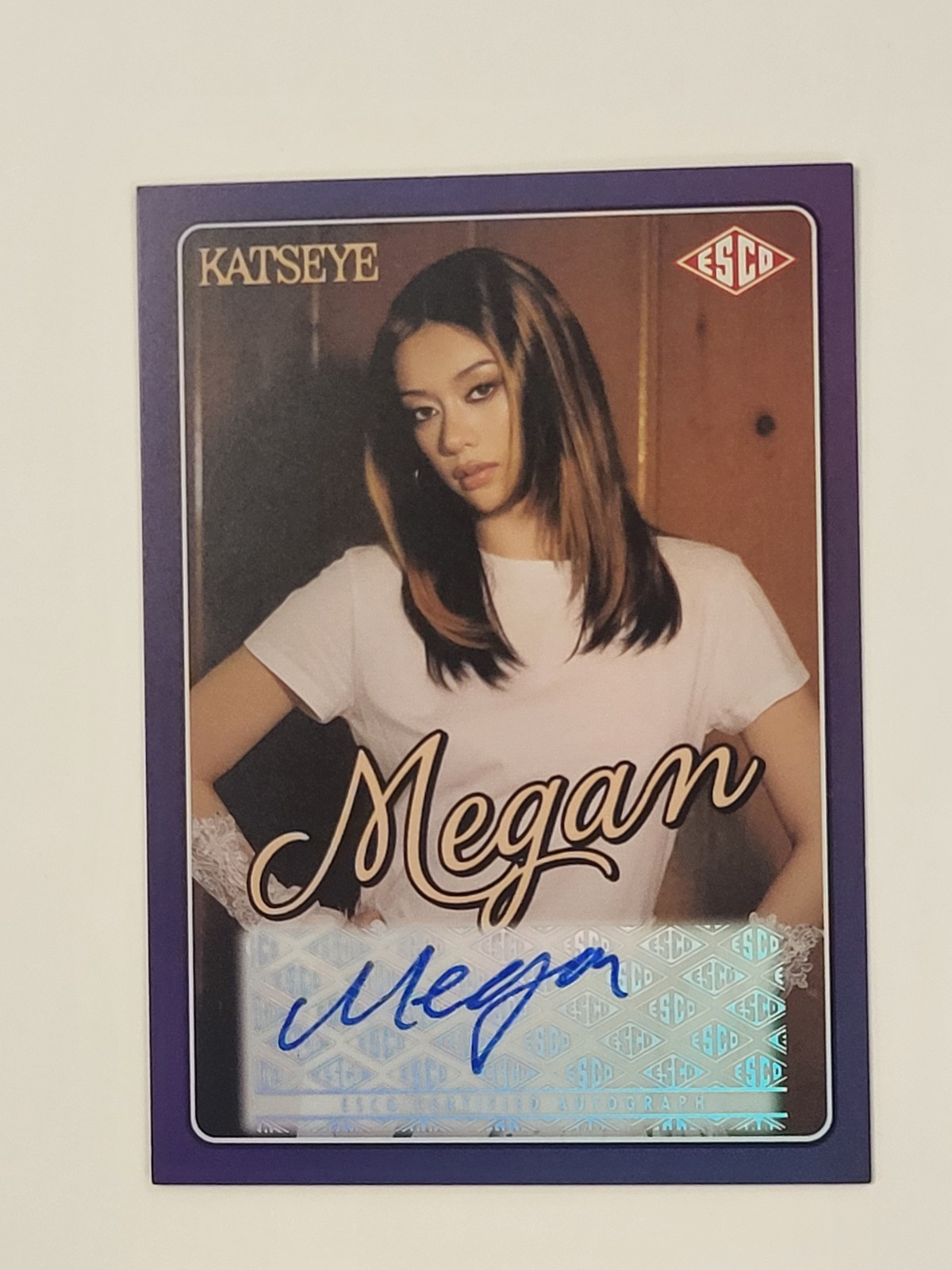 KATSEYE WILD #16 Megan Autograph Purple Serial Numbered 006/030 HYBE x Geffen