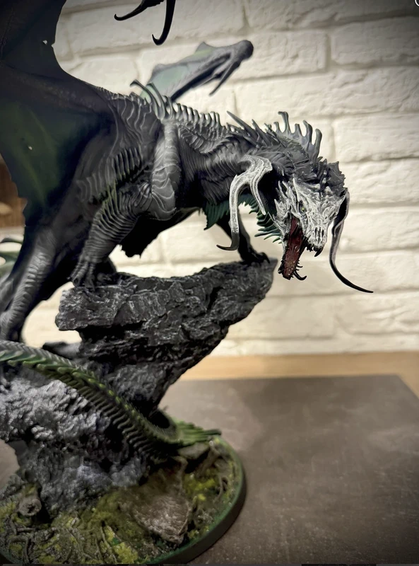 Figurine Dragon Noir Ancien Non peinte, résine HD D&D/JdR/Warhammer