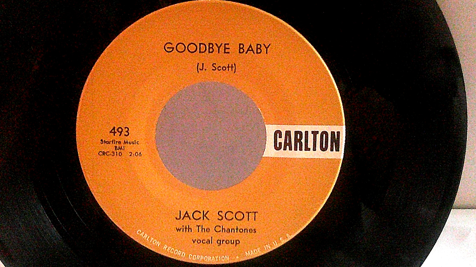 Jack Scott, Carlton 493,"Goodbye Baby"US,7"45,1958 Rock A Billy classic, Mint