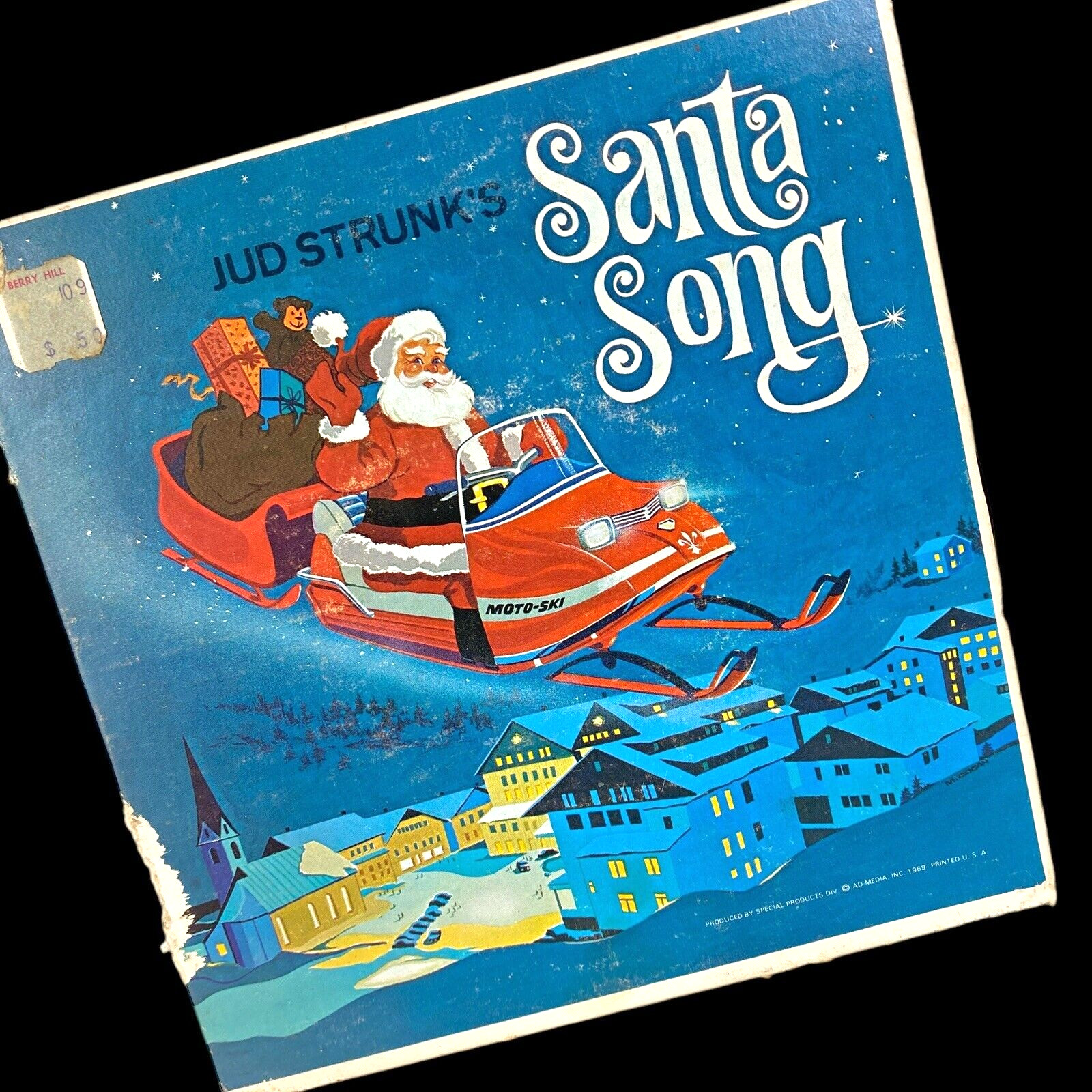 Vtg 45 Record JUD STRUNK 1969 CHRISTMAS Tree Santa Song Country RARE Special