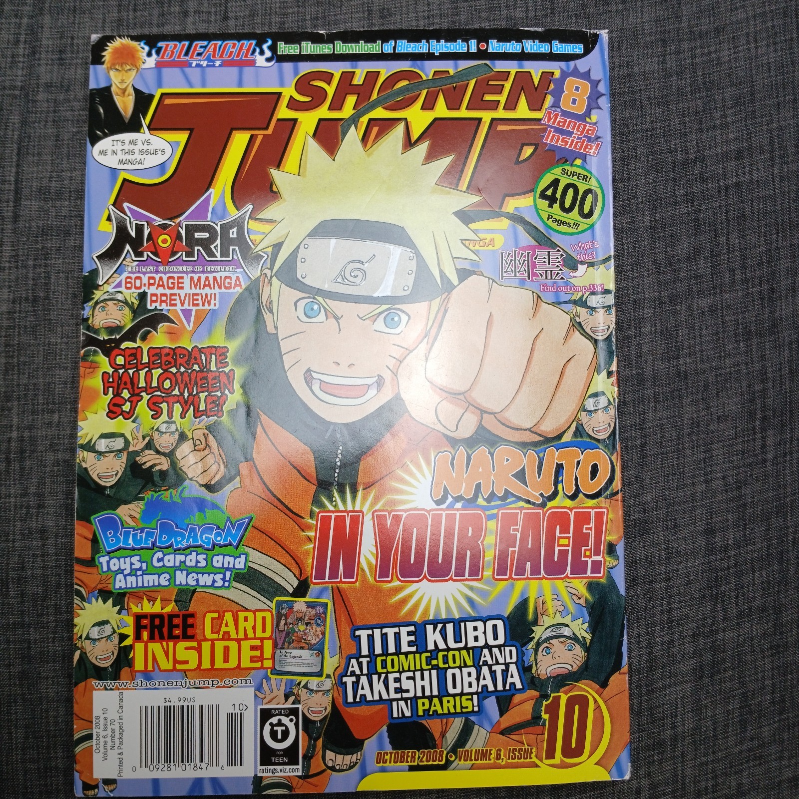 Shonen Jump Manga Bleach Ottobre 2008 Volume 6 Numero 10 Naruto Blue Dragon - TA