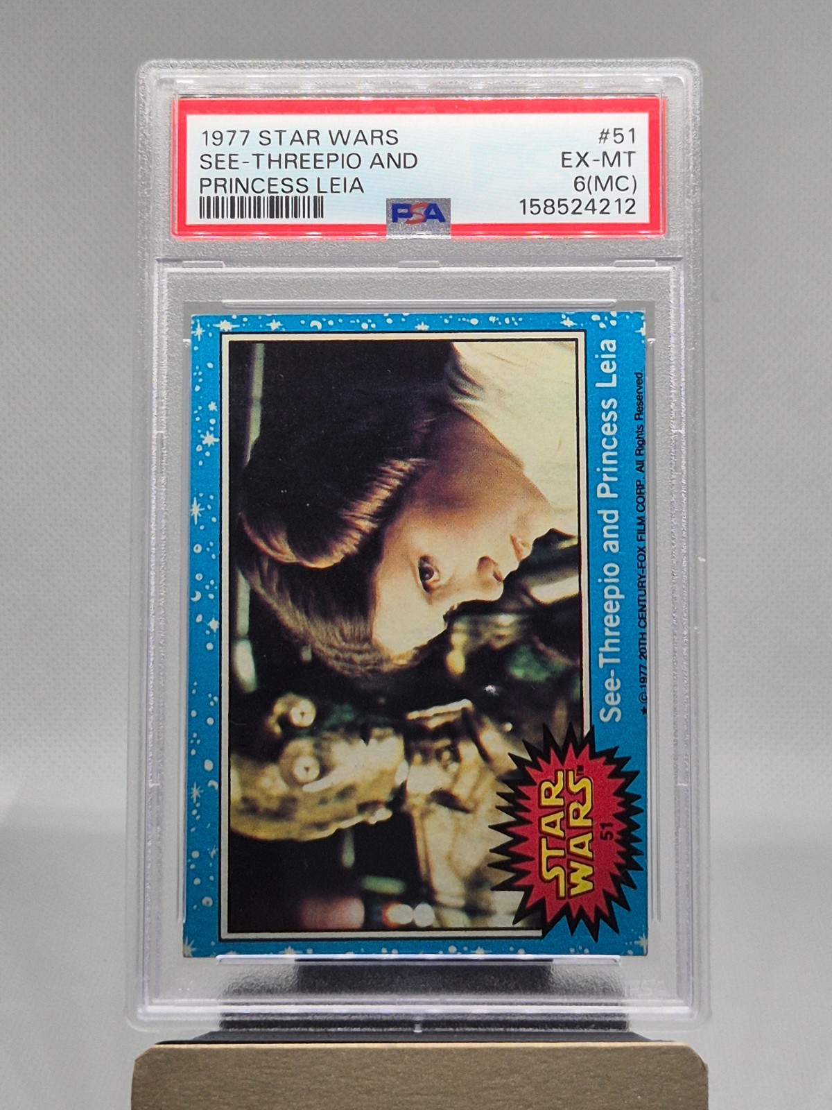See Threepio and Princess Leia Topps 1977 Trading Card PSA 6(MC) EX-MT C-3PO