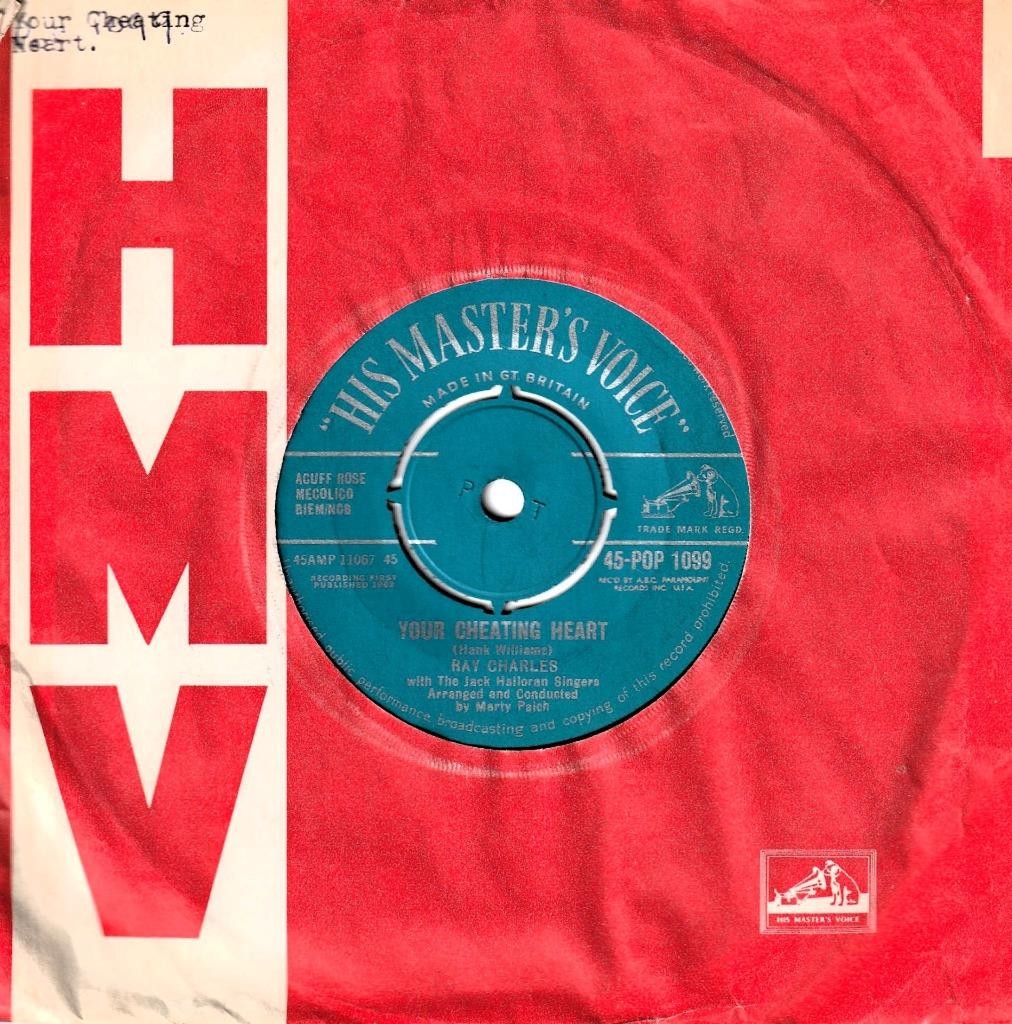Ray Charles - Your Cheating Heart - 1962 HMV 45-POP 1099 - Vinyl Single EX