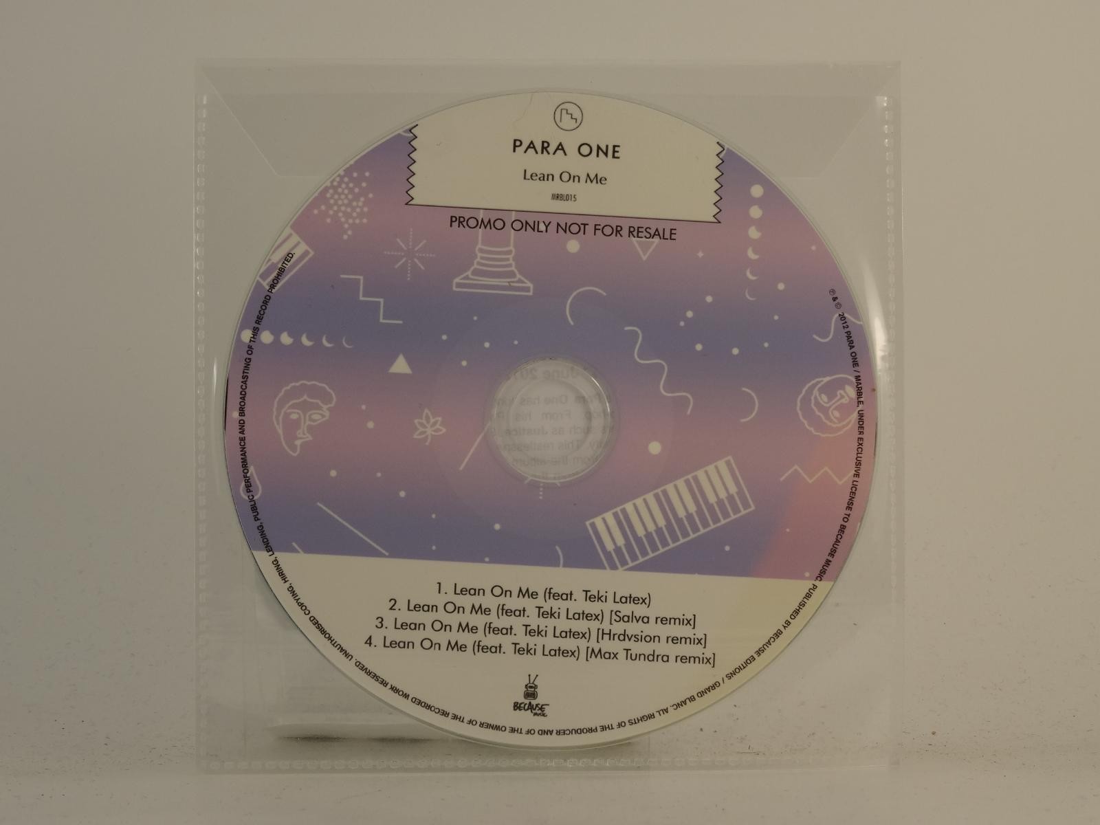 PARA ONE LEAN ON ME (H1) 4 Track Promo CD Single plus Plastic Sleeve 