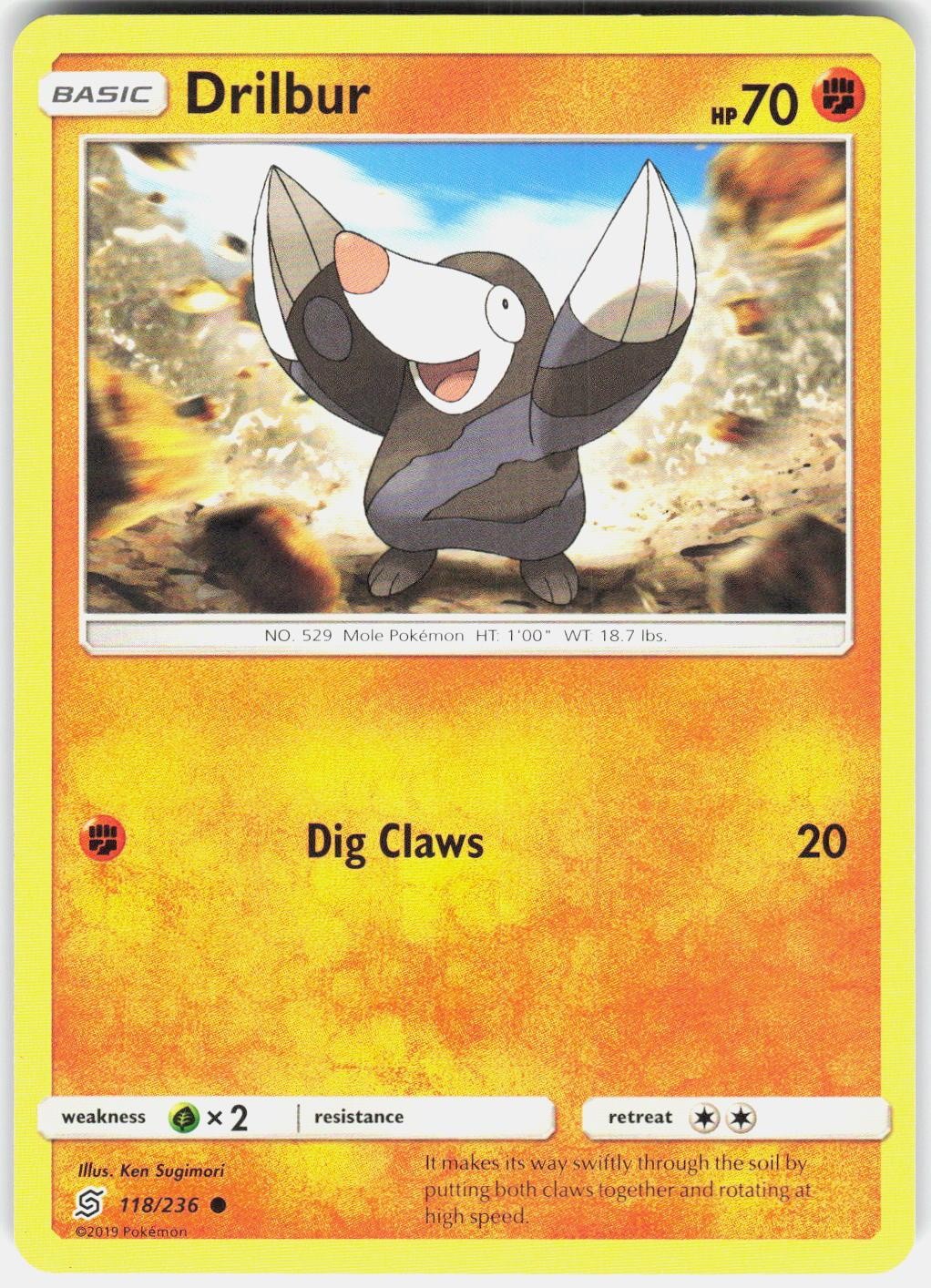 Drilbur 118/236 Pokemon Menti Unificate Comune Giocato Leggermente