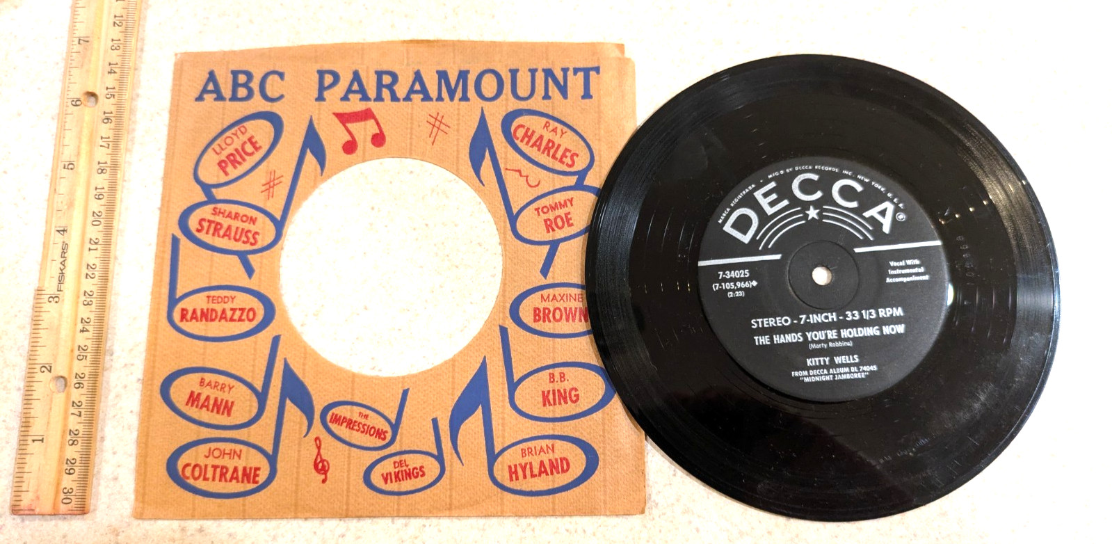 Ernest Tubb Kitty Wells  45 sz Record VTG  pop Stereo 33⅓ RPM Tested