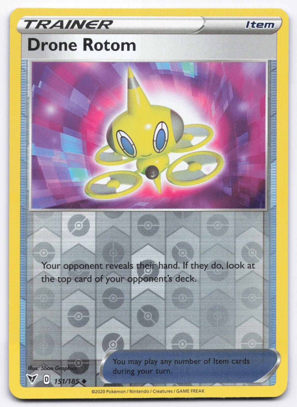 Drone Rotom Reverse Holo Pokemon TCG Card 151/185