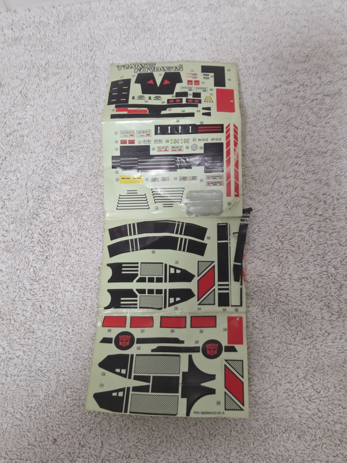 Vintage Transformers - G1 Jetfire decalcomanie mai usate