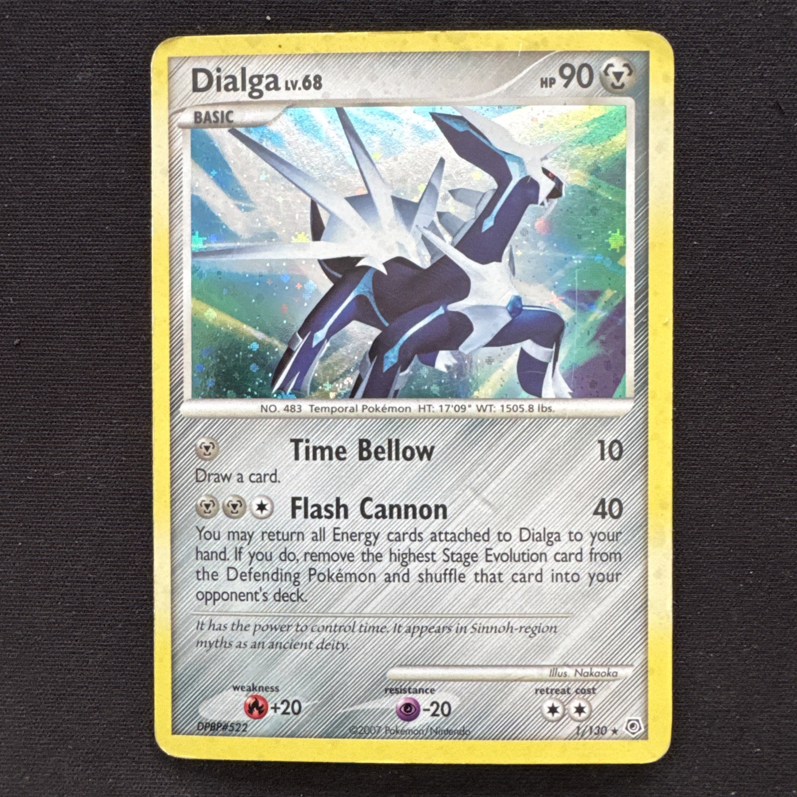 Dialga | 1/130 | Holo | Diamond & Pearl Base Set | Pokemon Card | 2007 | LP 
