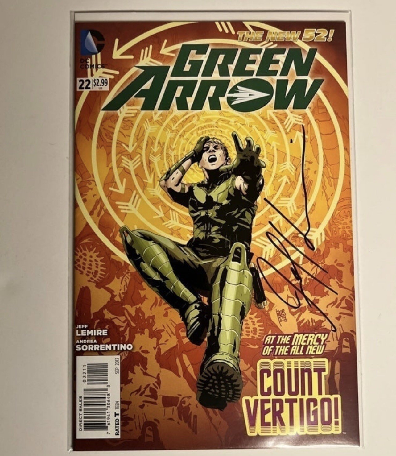 Freccia Verde Il Nuovo 52 #22 Firmato Da Jeff Lemire Con COA DC Comics