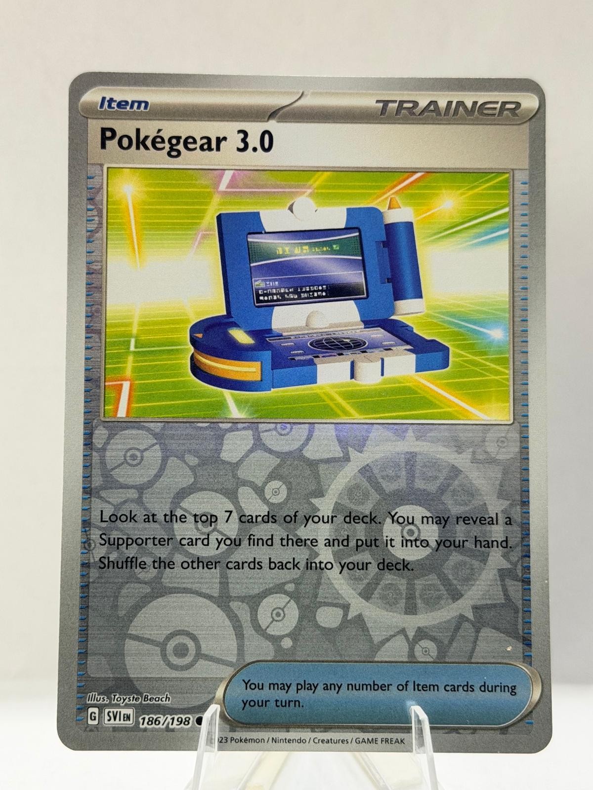 Pokegear 3.0 186/198 Pokemon comune scarlatto e viola olografico inverso quasi nuovo