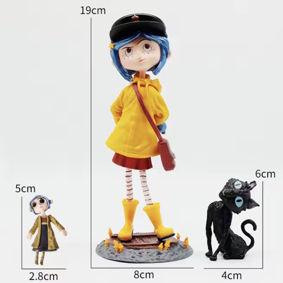 Set statuine coraline e gatti 20 cm statua PVC film bambola da collezione regalo Halloween