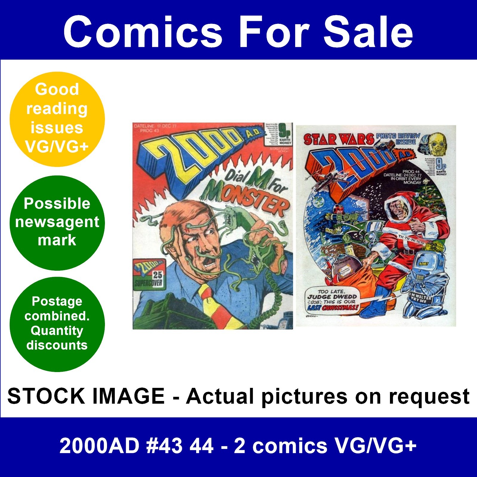 2000AD #43 44 - 2 comics VG/VG+