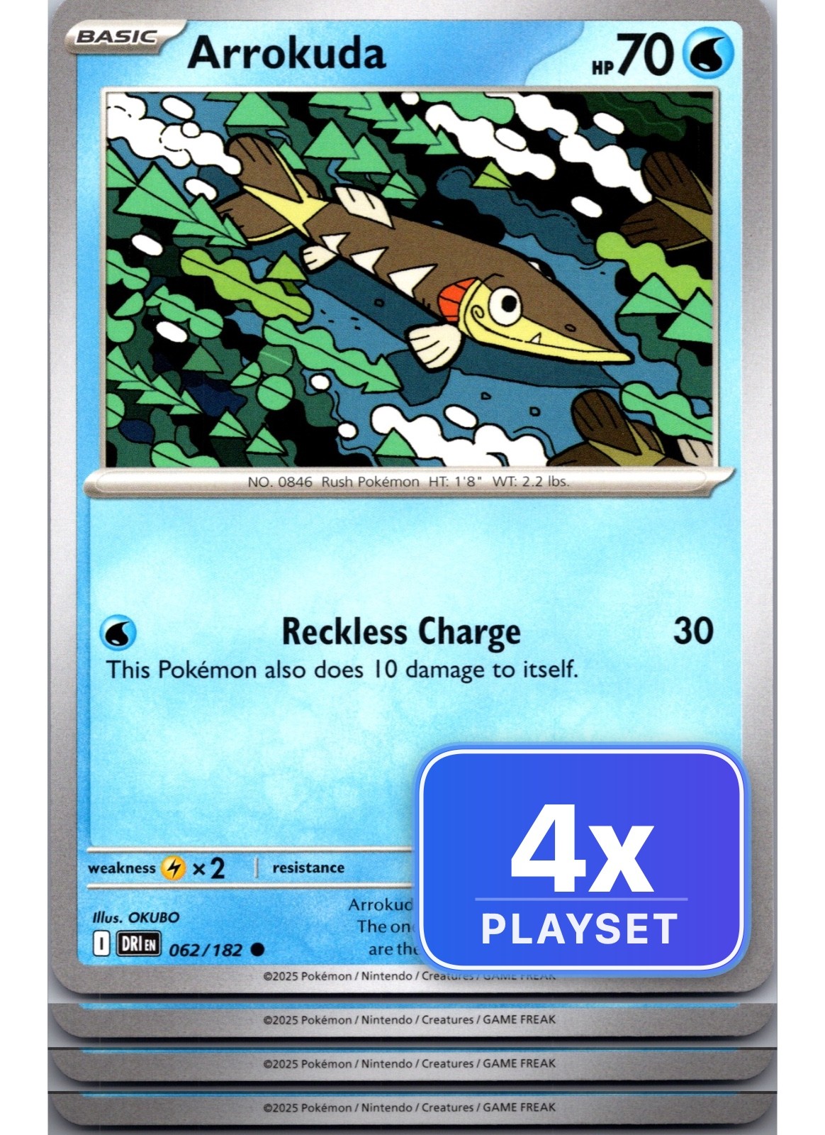 Playset di 4 2025 Pokemon Arrokuda 062 Rivali Destinati Comuni