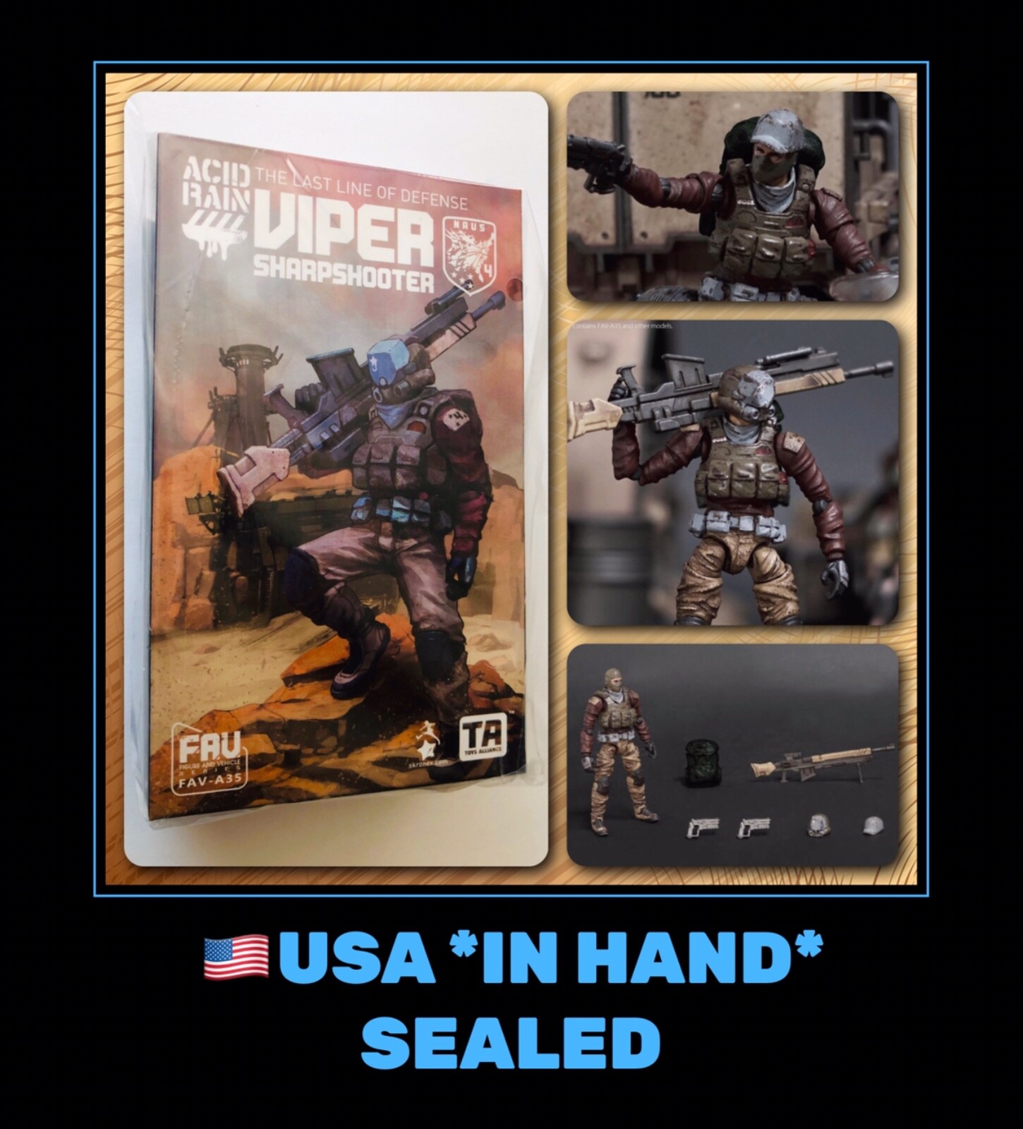 USA MIB Acid Rain 1/18 3,75 VIPER SHARPSHOOTER FAV-A35 set action figure gi joe