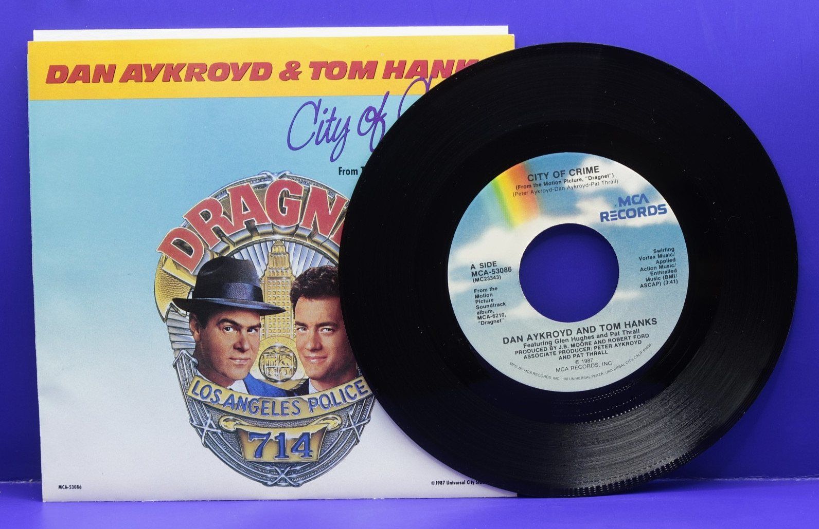 DAN AYKROYD & TOM HANKS  City Of Crime 45 RPM w/PS MCA 53086 NM/UNPLAYED Dragnet