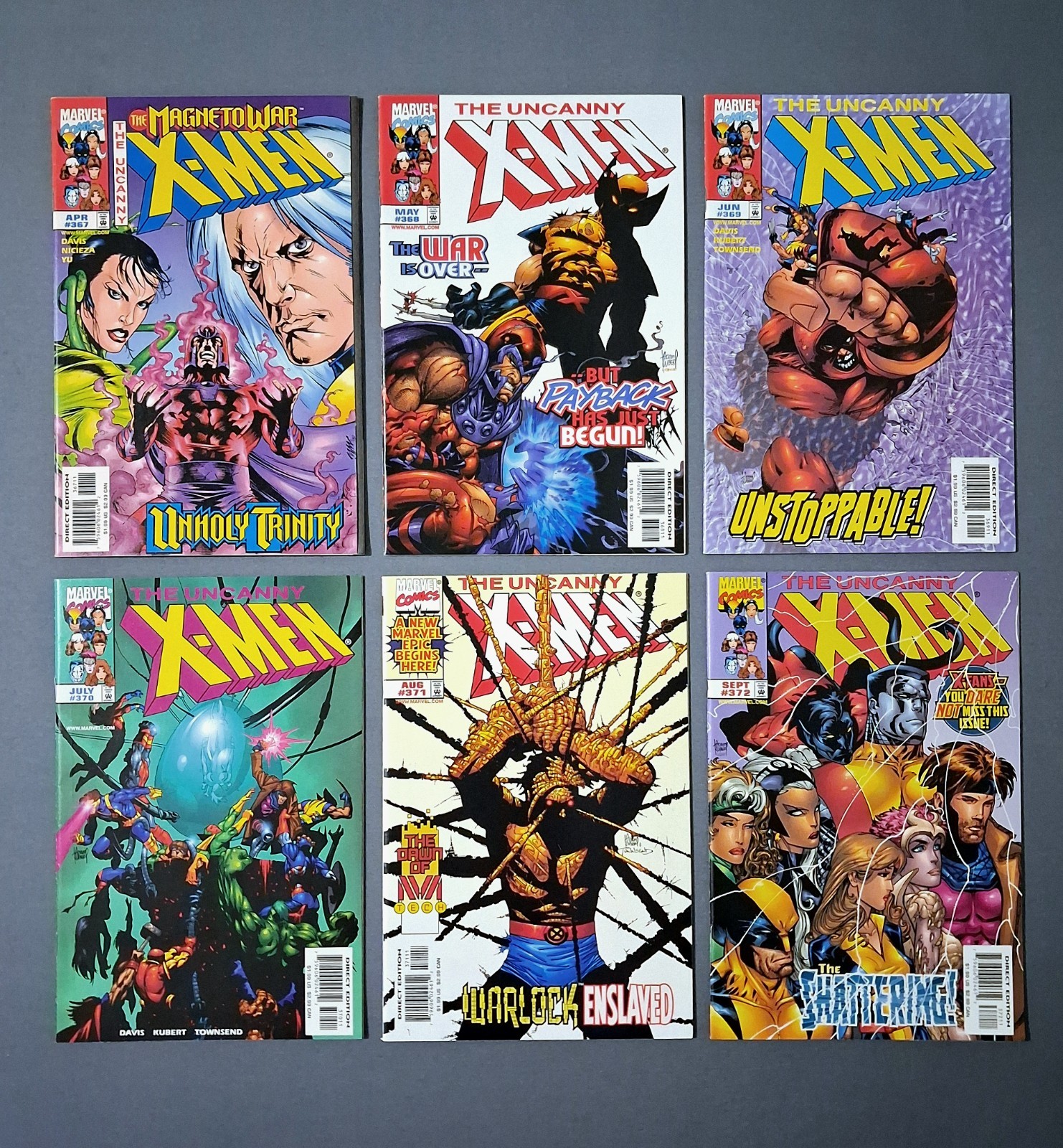 Uncanny X-Men #367, 368, 369, 370, 371, 372 "Lotto di 6" Marvel Comics 1999