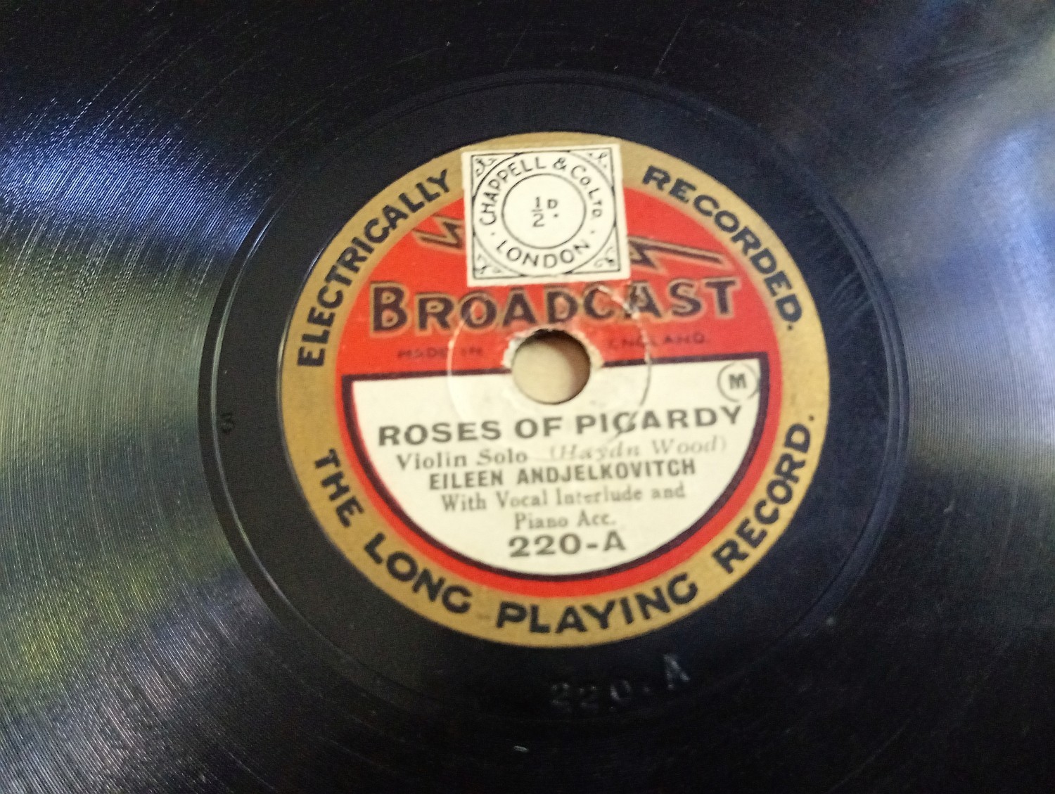 Eileen Andjelkovitch: Roses of Picardy 8" 78RPM 1928 1st UK Shellac 220