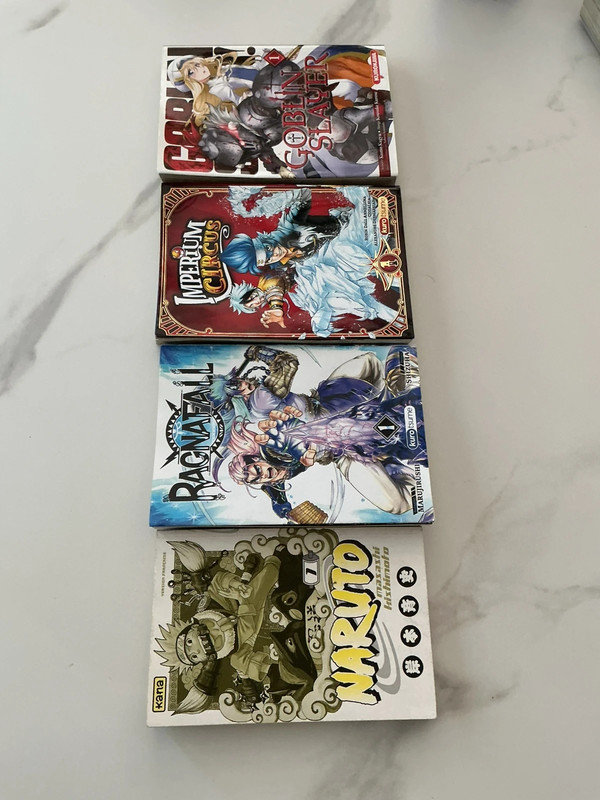 Lot de 4 mangas - Naruto, Goblin Slayer, Ragnarok & Imperium Circus