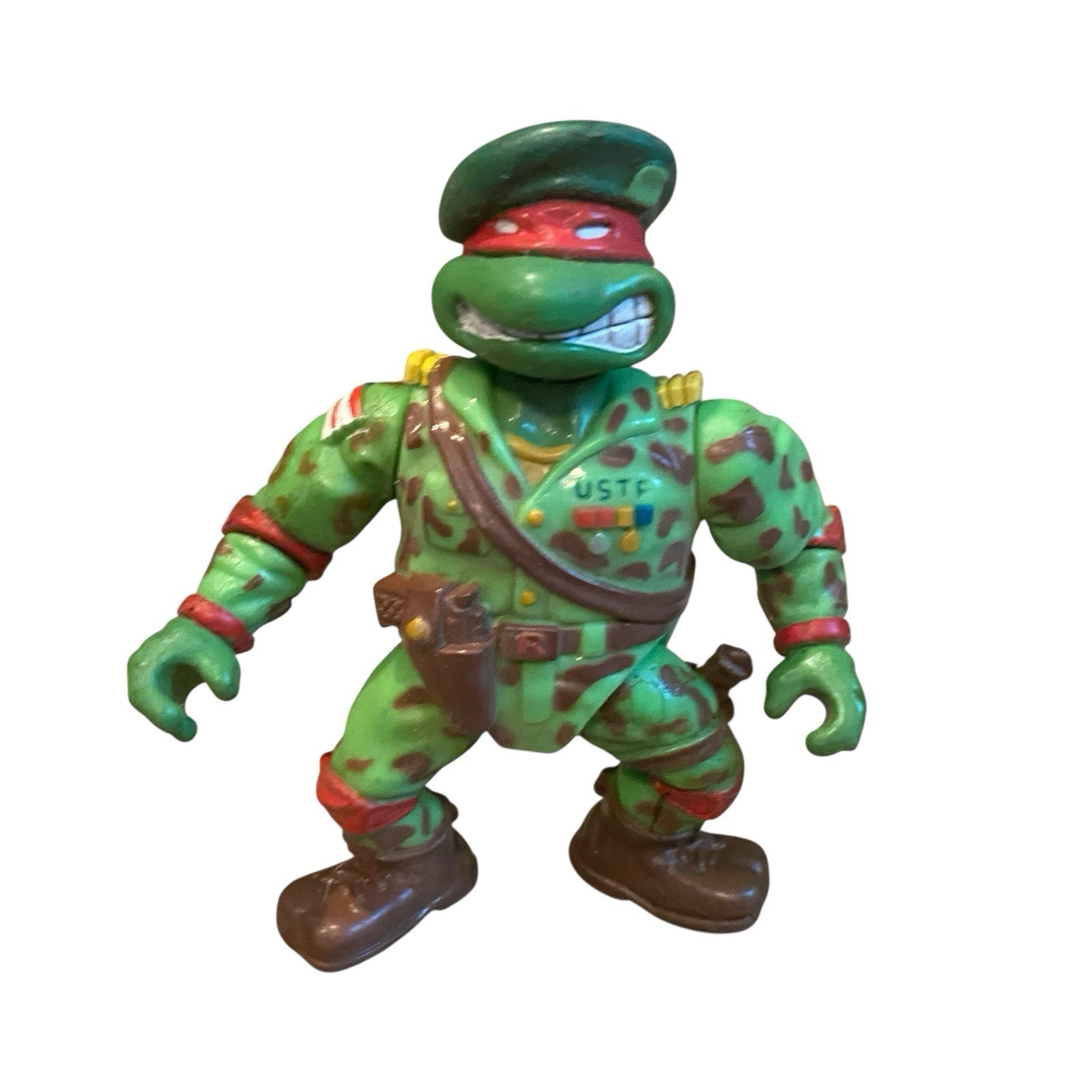 TMNT Teenage Mutant Ninja Turtles Raffaello Berretto Verde Adolescente Militare Figura 1991