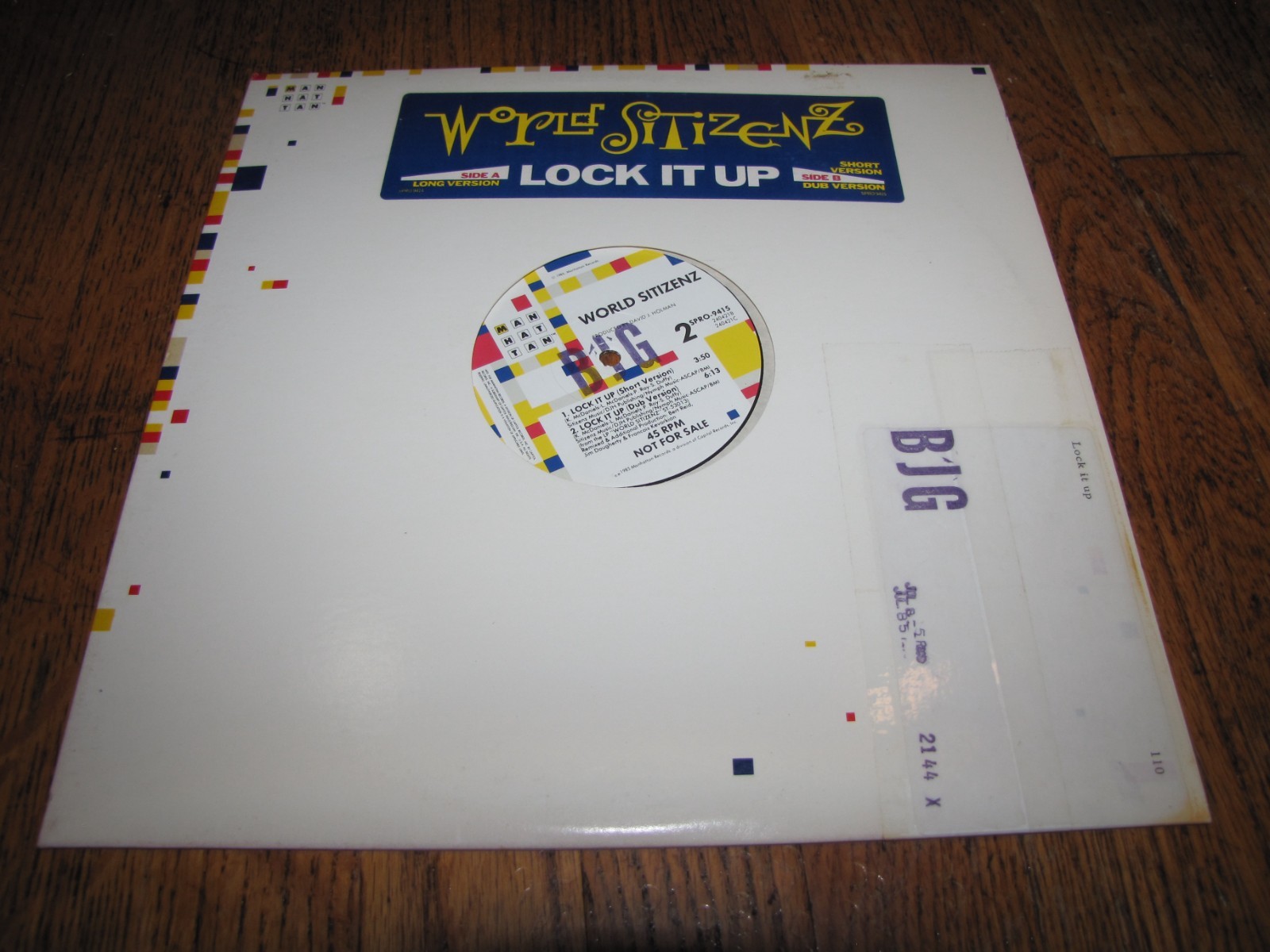 WORLD SITIZENZ - LOCK IT UP - MANHATTAN RECORDS 12" SINGLE