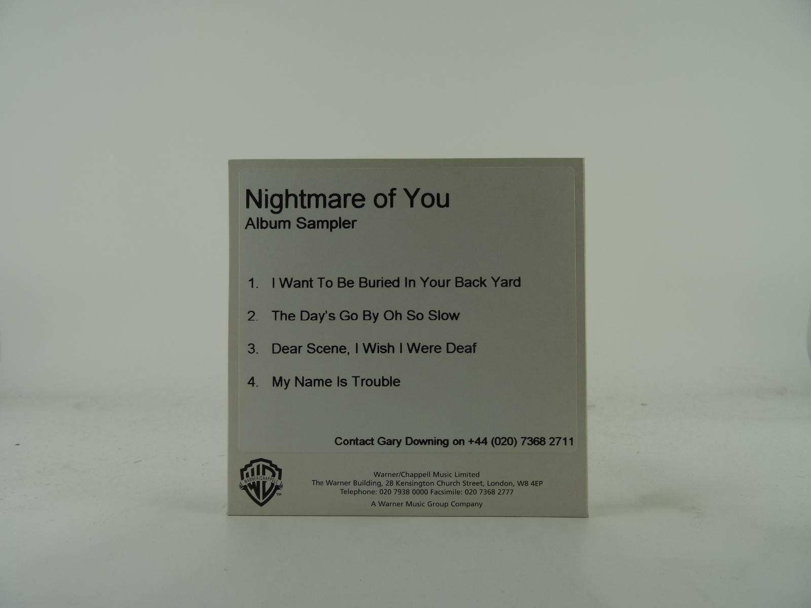 NIGHTMARE OF YOU I WANT TO BE BURIED IN YOUR BACK YARD (A44) 4 Track Promo CD Si