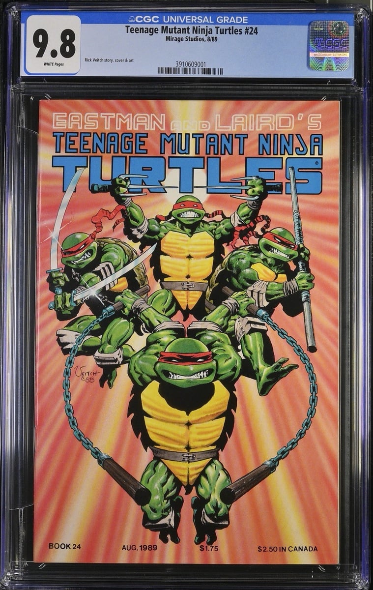 Teenage Mutant Ninja Turtles #24 (Mirage Studios agosto 1989) CGC 9,8 W | Veitch