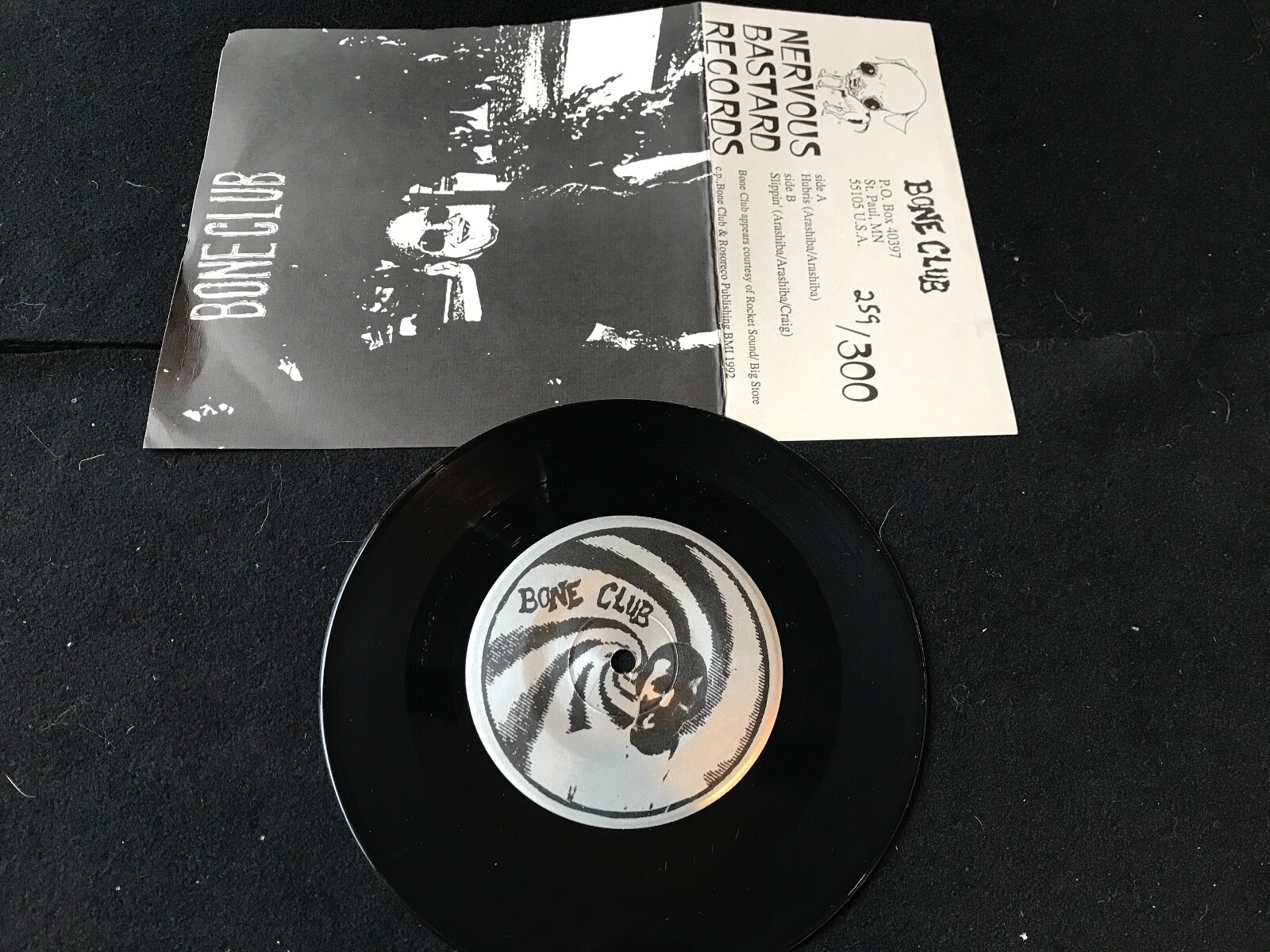 Bone Club Vinyl 7" Single Hubris/Slippin  Nervous Bastards Records