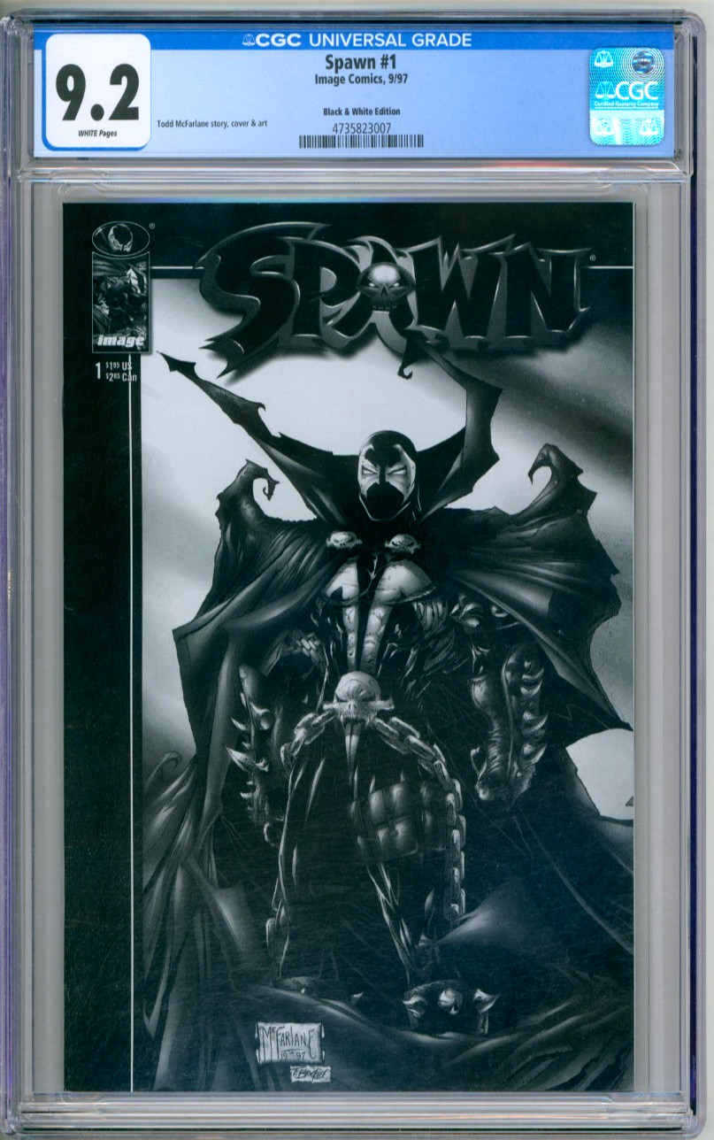Spawn 1 Classificato CGC 9.2 Nuovo con scatola - Edizione in bianco e nero Image Comics 1997