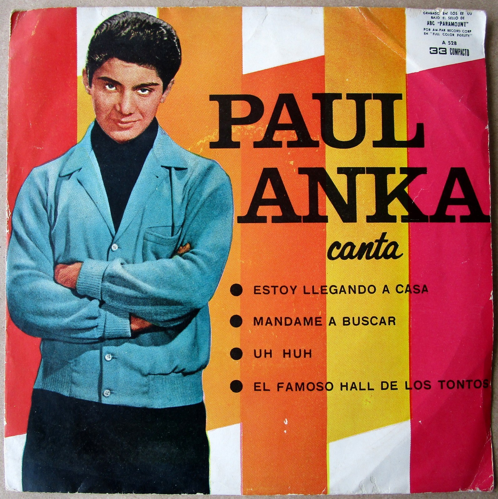 Paul ANKA EP Uh-Huh + 3 POPCORN R&B NORTHERN SOUL Argentina ED. 1962 RARE
